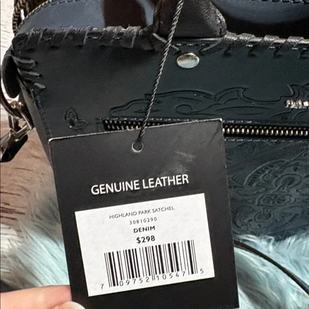 NWT Nanette Lepore Highland Park Leather Satchel in Denim